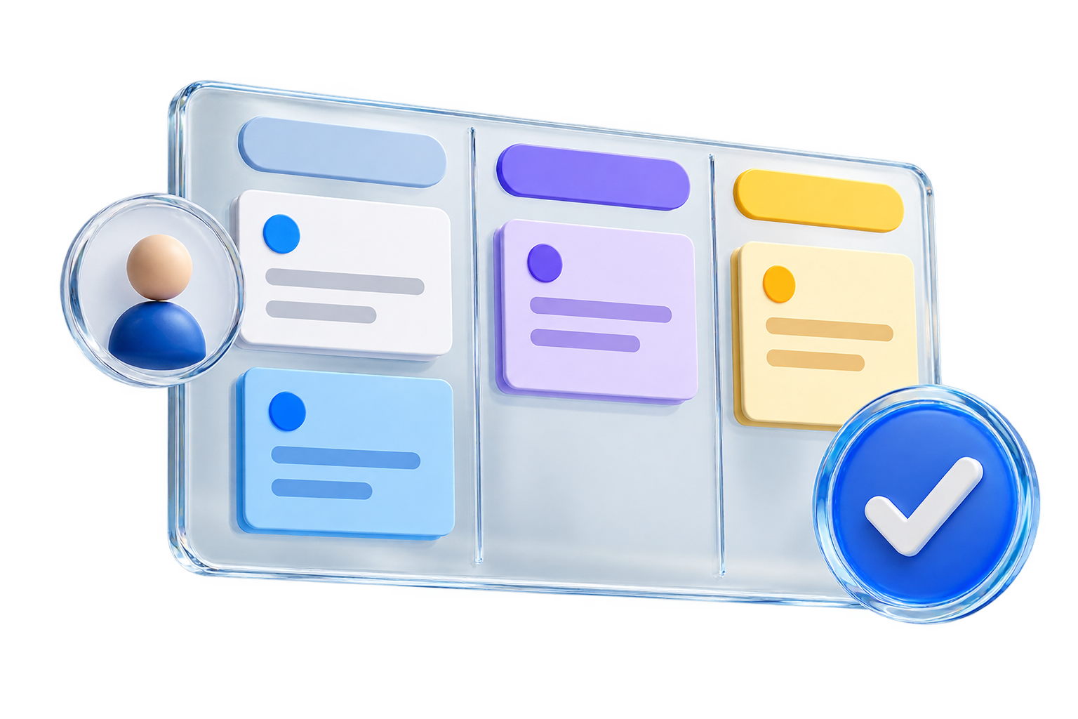 Стеклянная CRM-доска с карточками и отметкой